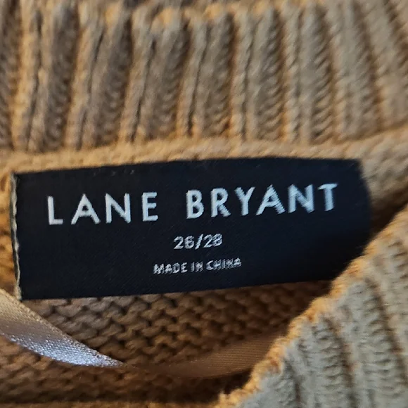 Lane Bryant Tan and White Striped Crew Neck Sweater - Picture 6 of 7